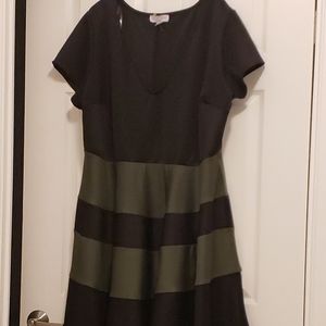 Black and Green Society Plus Dress